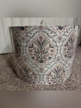 Floral Medallion Drum Lampshade - Blush and Gray